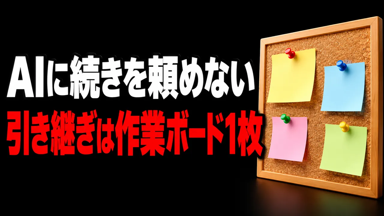 AIに前回の続きを頼めない——引き継ぎは1枚の作業ボードに寄せる